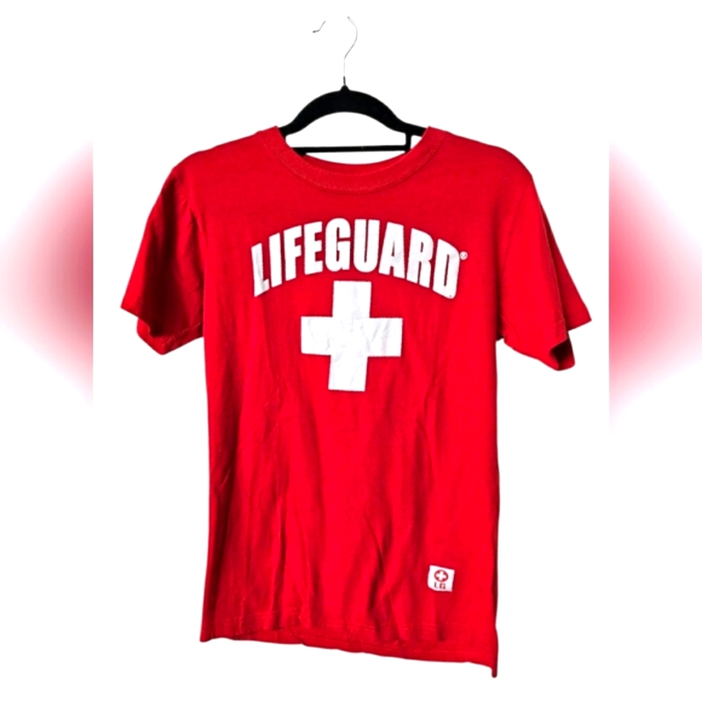 Unisex Officially Licensed Lifeguard Bright Red & White Short Sleeve Top Shirt